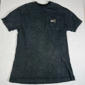 Vintage Nike Just Do It Pocket T-Shirt Dress Black Acid Washed Women's Large